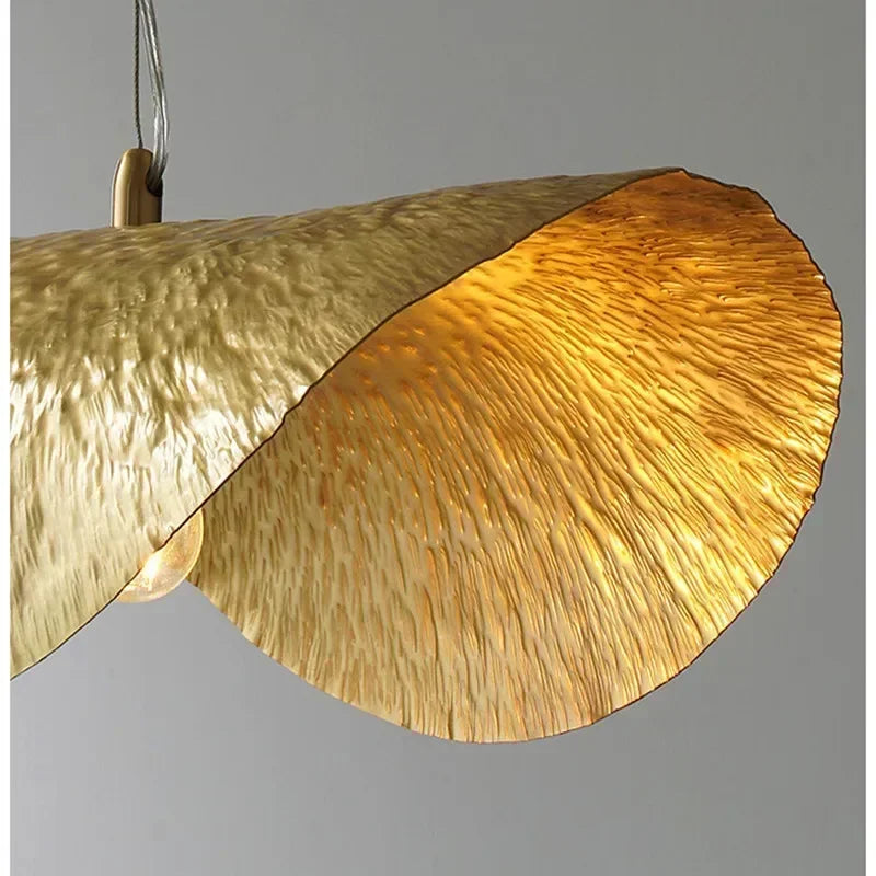 Vintage Lotus Leaf Gold Metal Pendant Light
