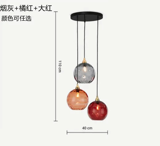 Nordic Water Grain Colored Glass Globe Pendant Light
