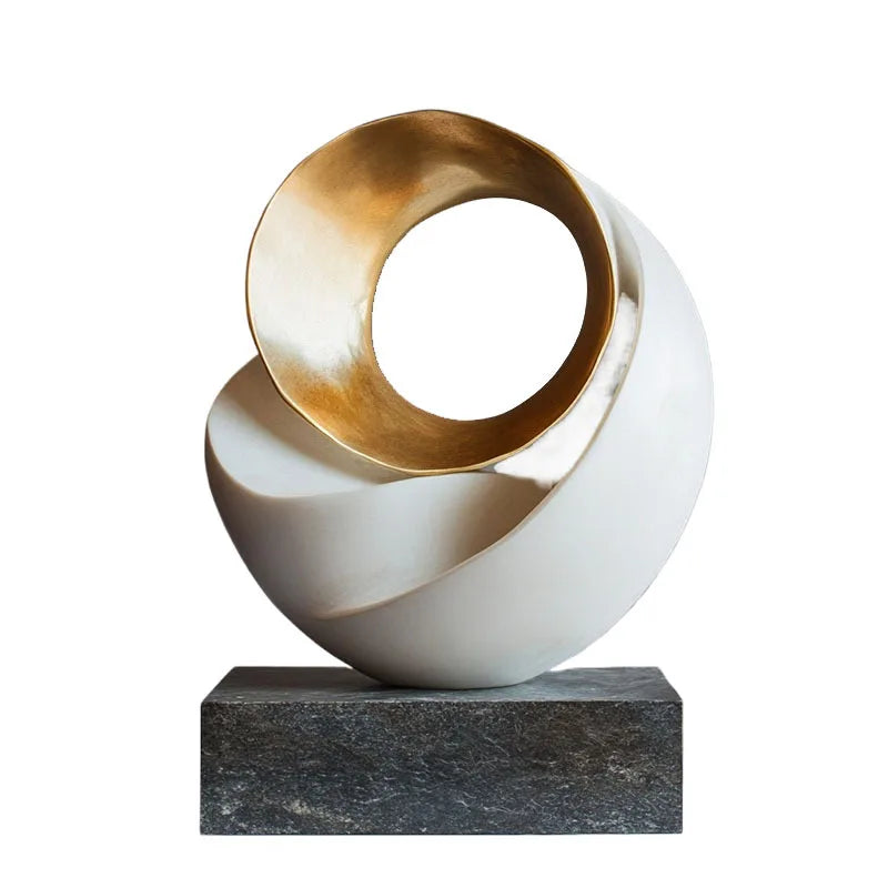 DecorBites™ Golden Geometric Resin Sculpture: Hollowed-out Tree Holes Twisted Statue Home Decor