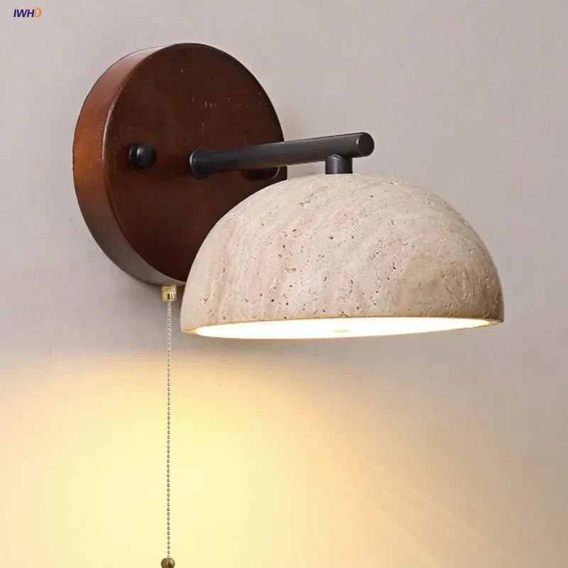 DecorBites™ Canopy LED Wall Light Yellow Travertine Modern Iron Bedside Lamp