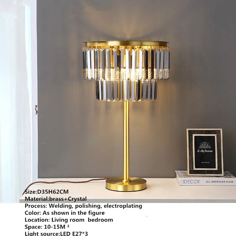 DecorBites™ Crystal Brass Floor Lamp: Modern Nordic Style LED Standing Light