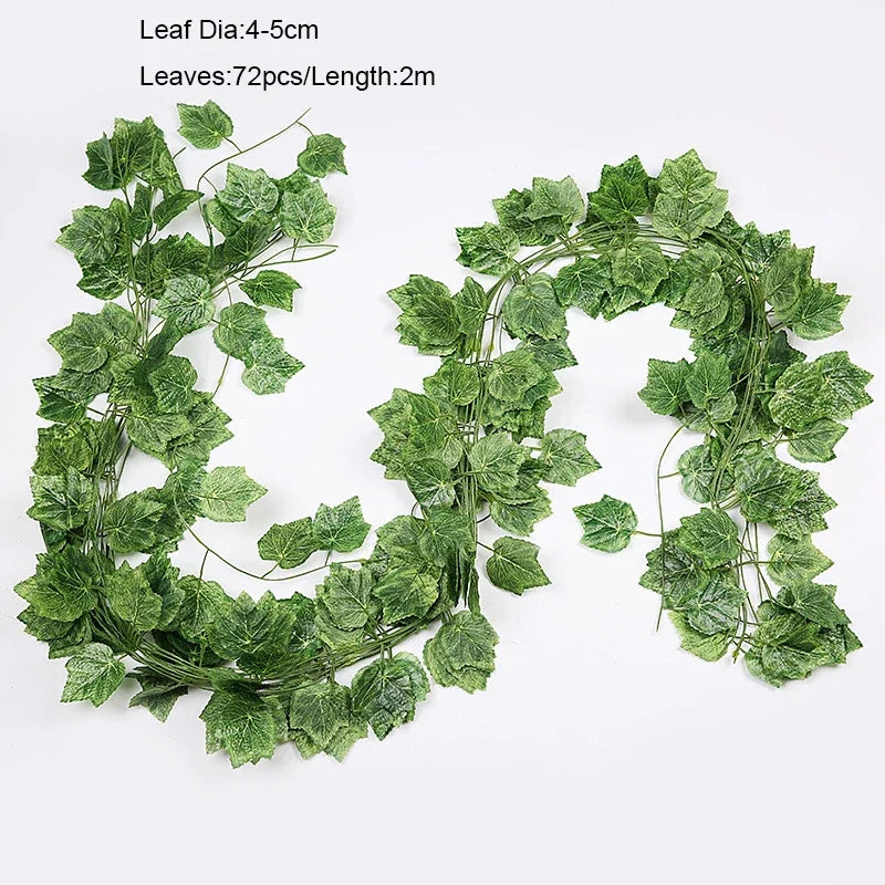 DecorBites™ 12 قطعة 2.2 متر من نبات اللبلاب الأخضر المتدلي للزينة على الحائط من النباتات الاصطناعية