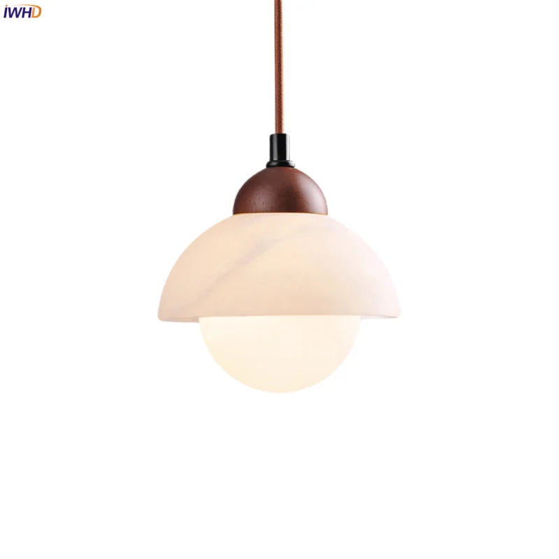 DecorBites™ Cream Marble LED Pendant Light: Modern Nordic Hanging Lamp for Living, Bedroom, Kitchen