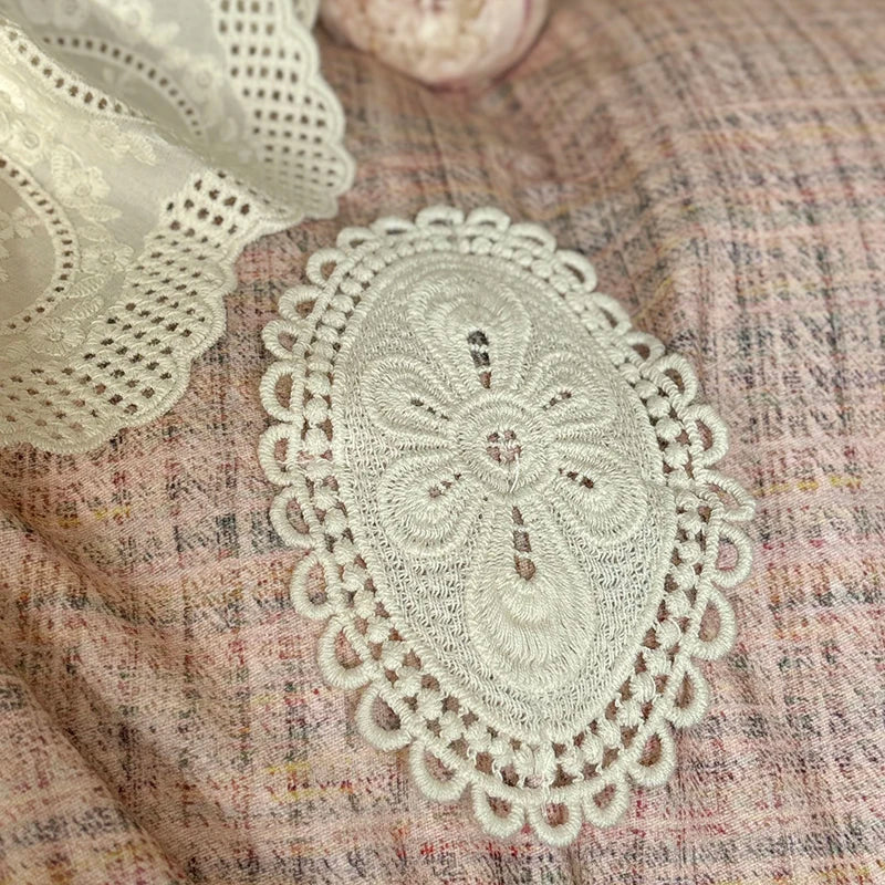 DecorBites™ French Lace Ruffles Lattice Bedding Set 1000TC Egyptian Cotton Duvet Cover Sheets Pillows