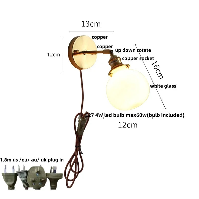 DecorBites™ Clear Glass LED Wall Sconce Pull Chain Switch Modern Bathroom Mirror Light