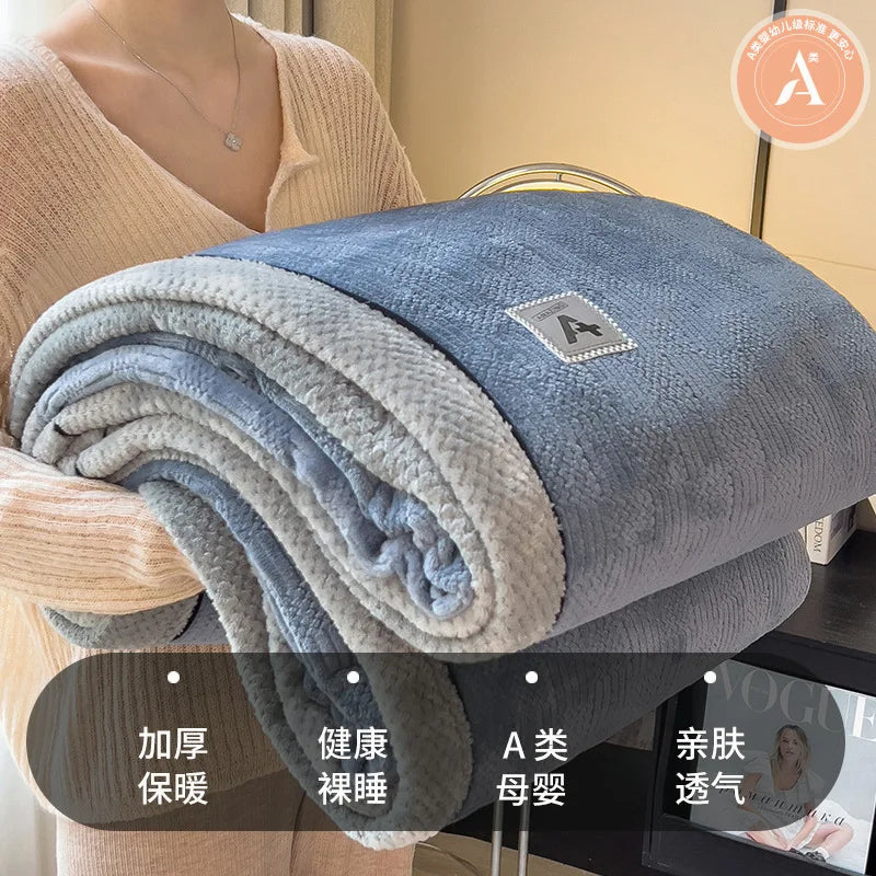 DecorBites™ Cozy Cotton Velvet Plush Blanket: Luxuriously Soft and Warm Light Blanket