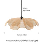 Petal Rattan Woven Pendant Light, 3-Color LED
