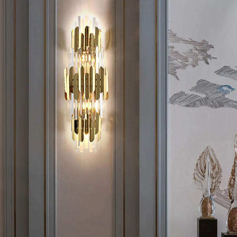 مصباح حائط LED ذهبي كريستالي من DecorBites™ لإضاءة منزلية أنيقة