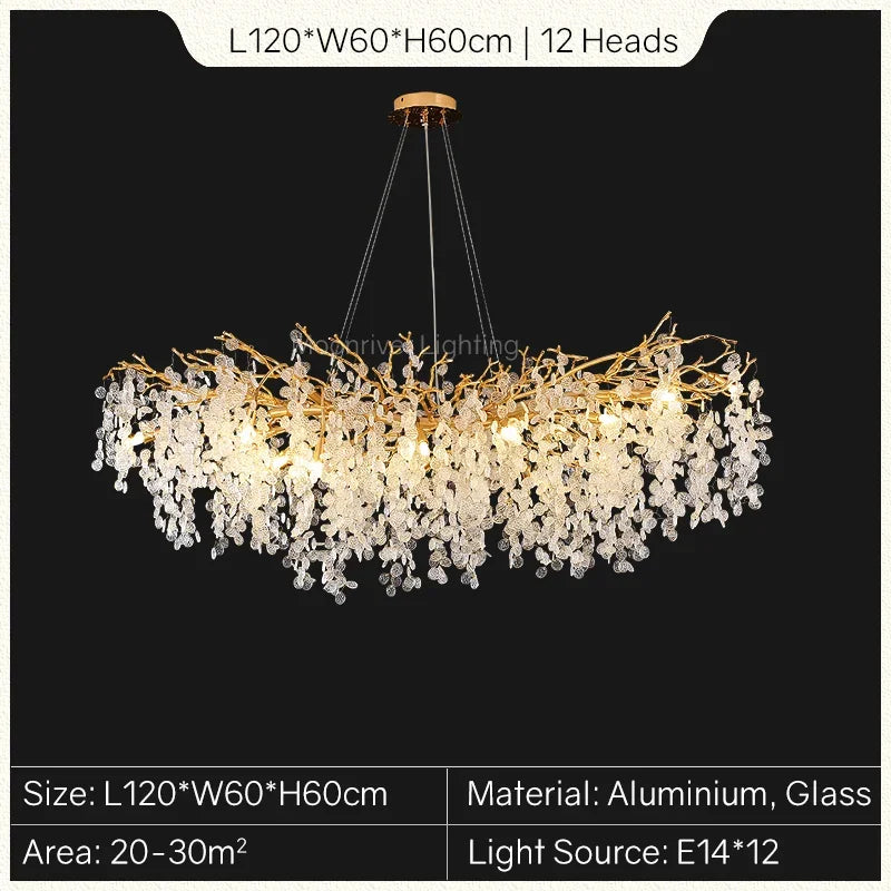 DecorBites™ Gold Tree Branch Chandelier: Elegant European Style Pendant Light for Home Decor
