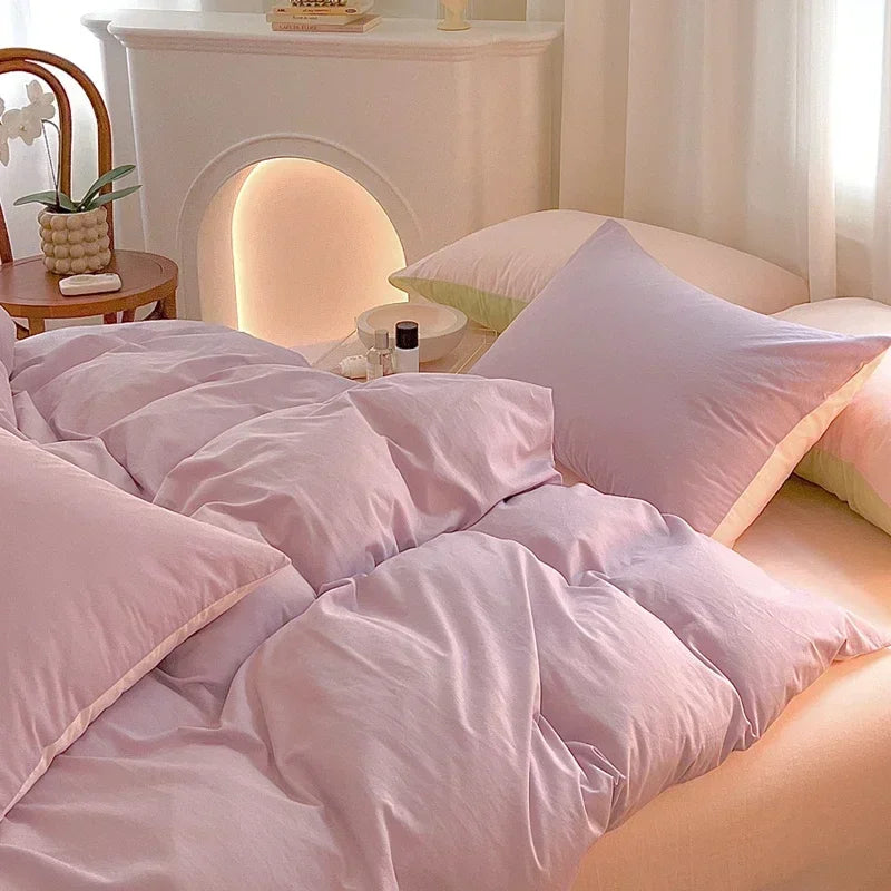 DecorBites™ Cotton Queen Bedding Set: Duvet Cover, Sheets, Quilt Cover, Pillow Covers -Soft & Comfortable