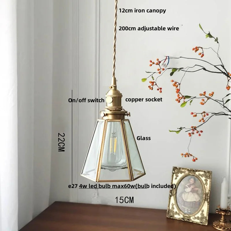 DecorBites™ Antique Glass LED Pendant Lamp, Adjustable Loft Kitchen Light Fixture