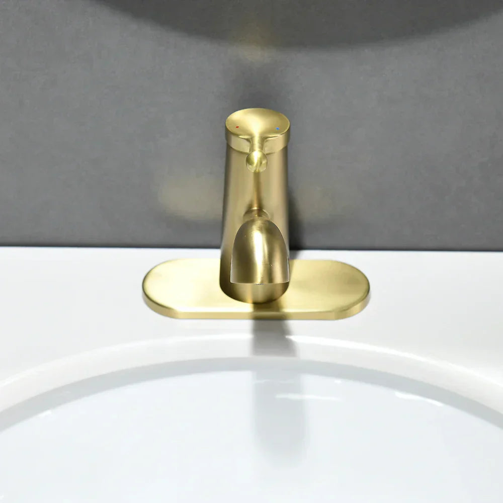 DecorBites™ Gold Waterfall Basin Faucet Mixer Tap Modern Single Hole Cold Hot Water