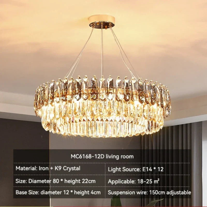 DecorBites™ ثريا كريستال ذهبية: إضاءة فاخرة لغرفة الطعام والمعيشة وغرفة النوم وجزيرة المطبخ