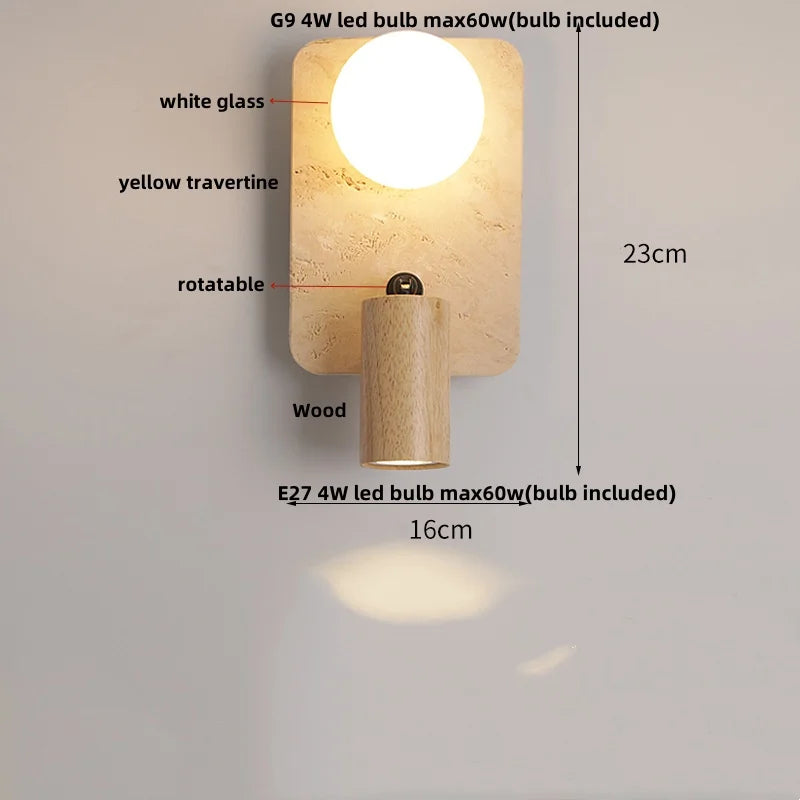 DecorBites™ Copper LED Wall Lamp: Modern Nordic Style Mirror Light with Travertine Switch