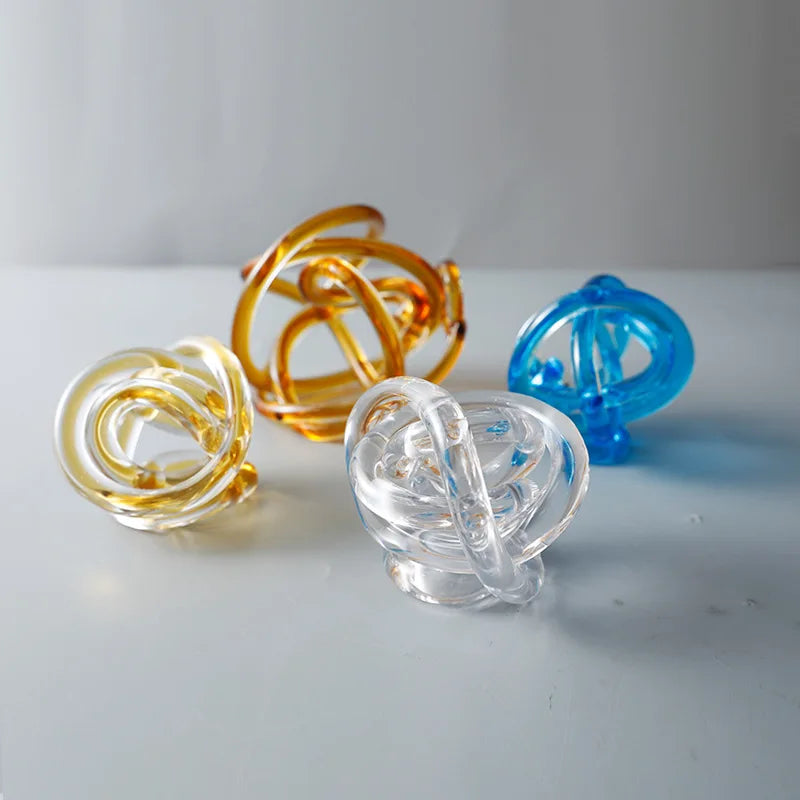 DecorBites™ Glass Knot Twist Sculpture Decor Geometric Decorative Home Figurines