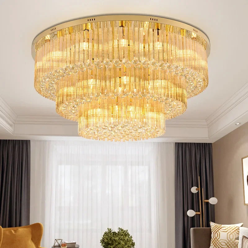 DecorBites™ مصباح سقف كريستالي كبير: تركيبات إضاءة أنيقة للمنزل والفنادق