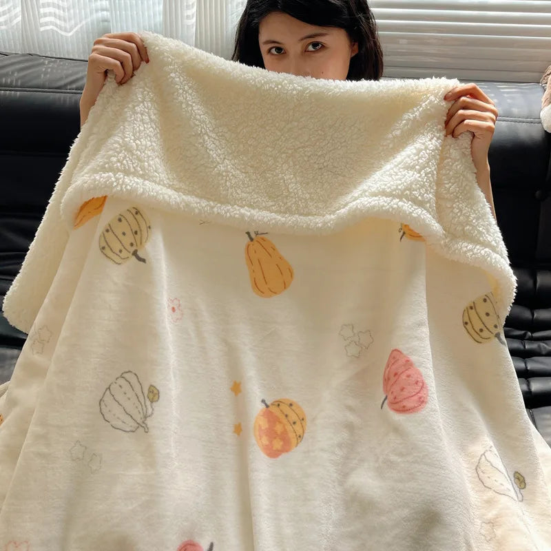 DecorBites™ Cozy Fleece Blanket | Multi-Use Office & Home Shawl | Soft & Warm Blanket