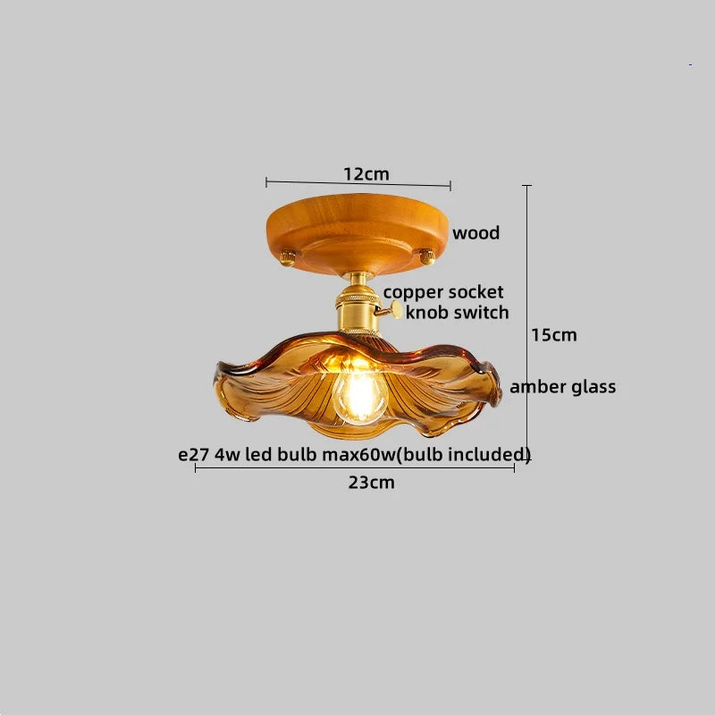 DecorBites™ Copper Wood LED Ceiling Lamp Modern Indoor Lighting Fixtures