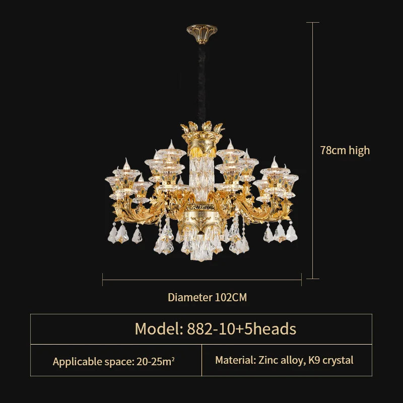 DecorBites™ Jade Crystal Chandelier - Elegant European Style Living Room Lighting