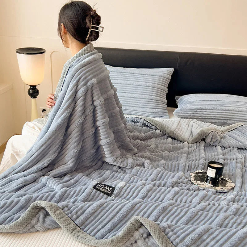 DecorBites™ Cozy Faux Rabbit Plush Blanket, Nordic Style, Thick & Warm, Super Soft Nap Shawl