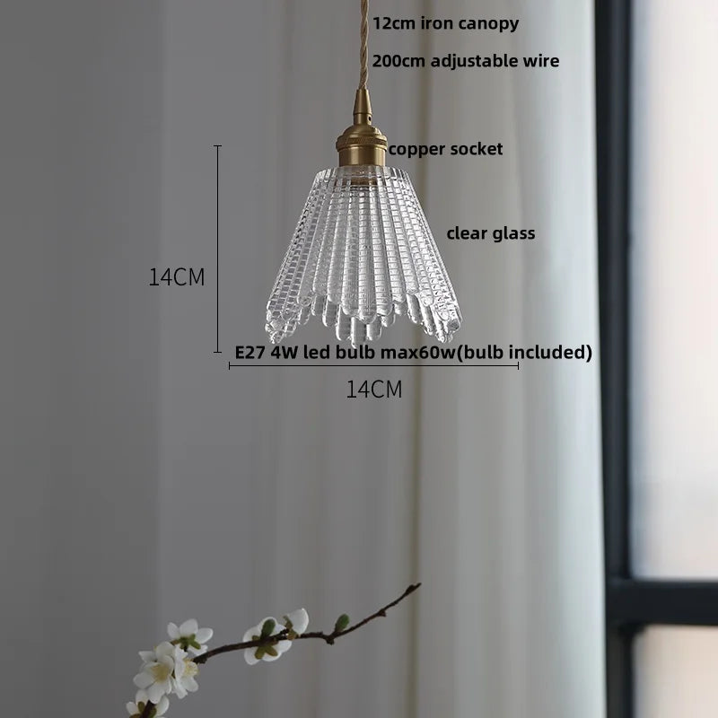 مصباح قلادة LED نحاسي زجاجي شفاف من DecorBites™ لديكور المنزل والإضاءة