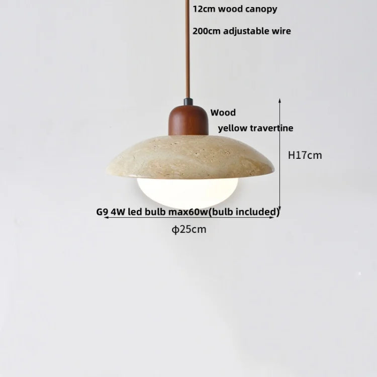 DecorBites™ Glass Ball Pendant Light - Adjustable Wire, LED, Yellow Travertine White, Dining Room