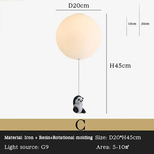 نجفة سقف LED بتصميم دب للأطفال من ديكور بايتس™، مصباح معلق لطيف لغرفة نوم الأولاد والبنات