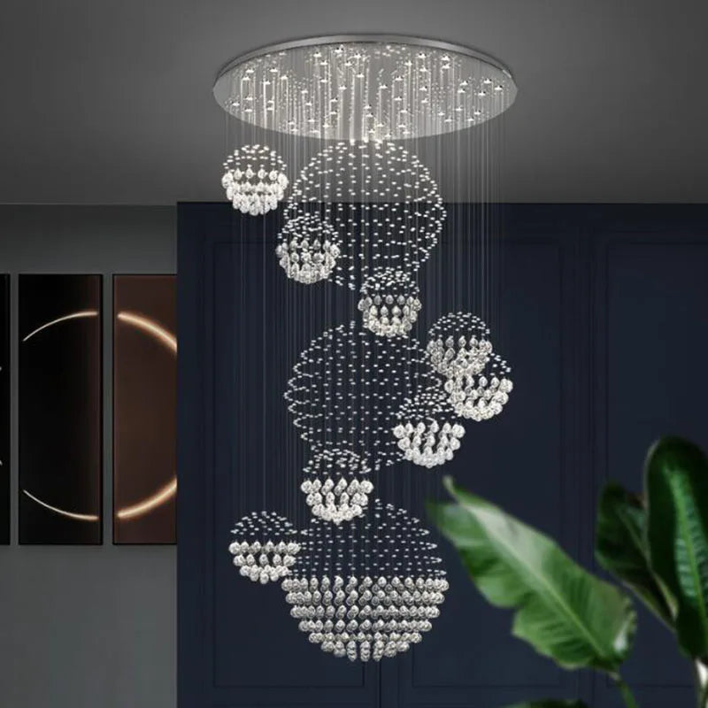 DecorBites™ Crystal LED Chandelier for Large Villa Ceiling Lights & Elegant Home Decor