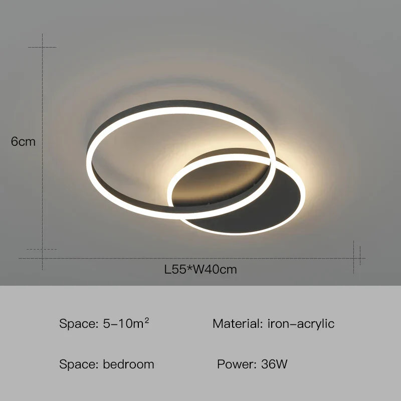 DecorBites™ ثريا سقف LED بتصميم حلقات إضاءة معلقة - إضاءة منزلية بلمسة عصرية