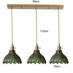 Korean Retro Glass Pendant Light With Wood Accent