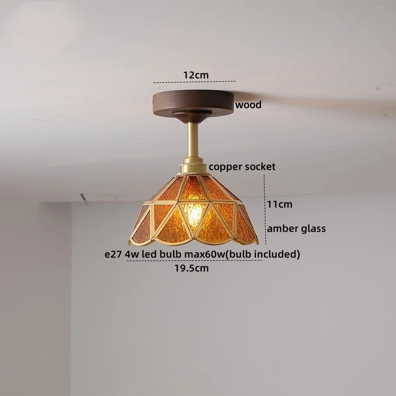 DecorBites™ Glass Wood LED Ceiling Light Nordic Design for Living Room & Corridor
