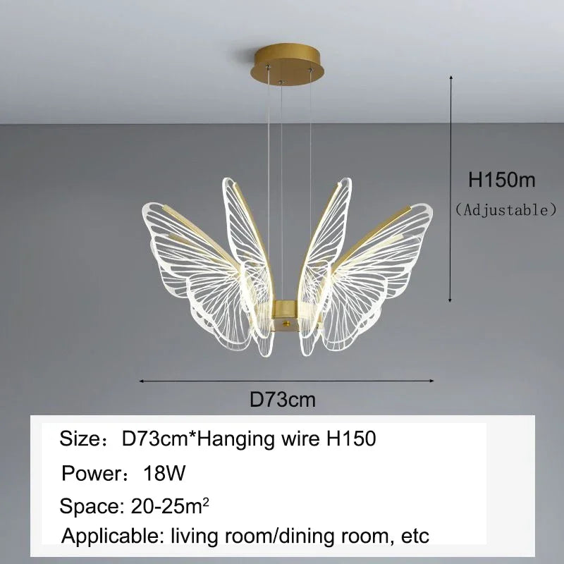 ثريا سقف فراشة LED من DecorBites™ - إضاءة قلادة فاخرة لغرفة النوم والمعيشة والطعام