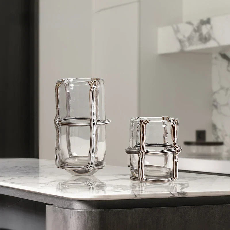 DecorBites™ Clear Glass Cross Flower Vase - Home Decor & Terrarium Display