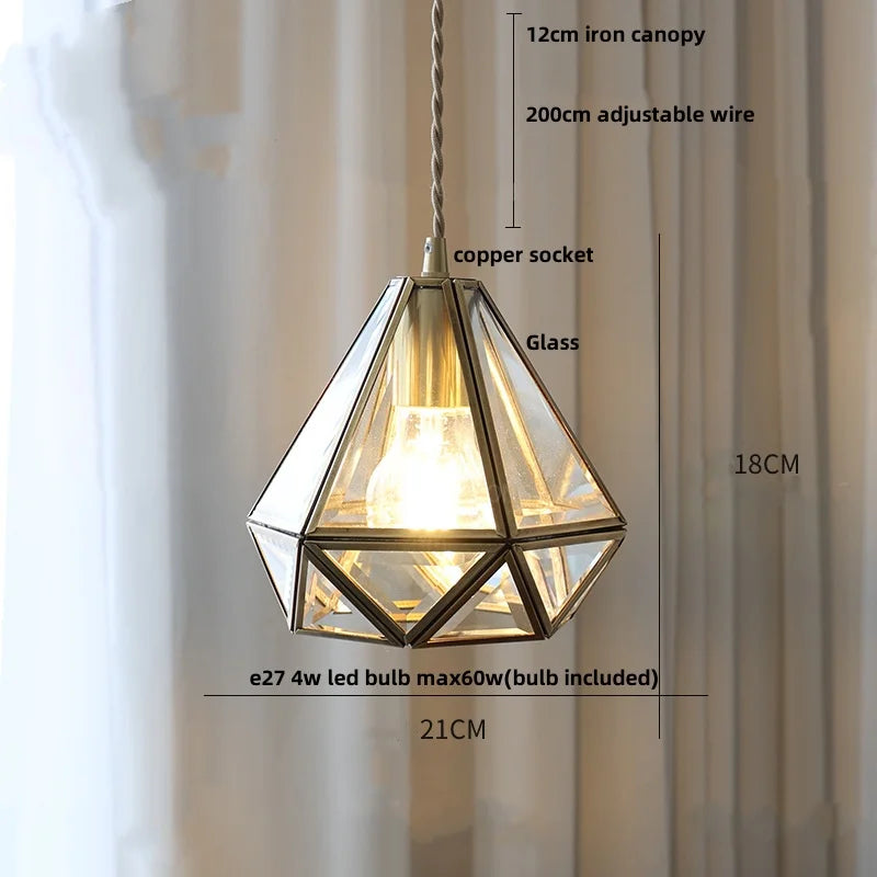 DecorBites™ Blue Glass LED Pendant Light Fixture Modern Nordic Wire Hanging Lamp