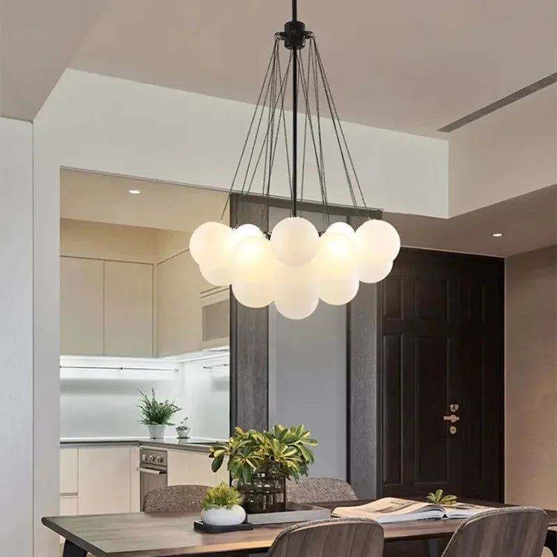 DecorBites™ Glass Ball LED Chandelier Pendant - Modern Hanging Light Fixture for Dining Room