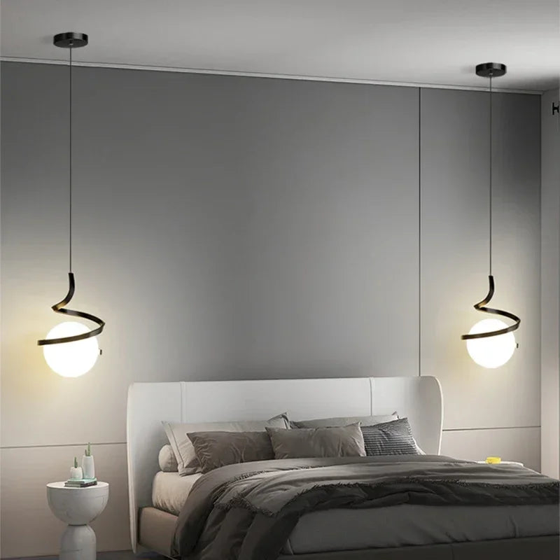 Nordic Metal Cord Pendant Light in White, Black, or Gold