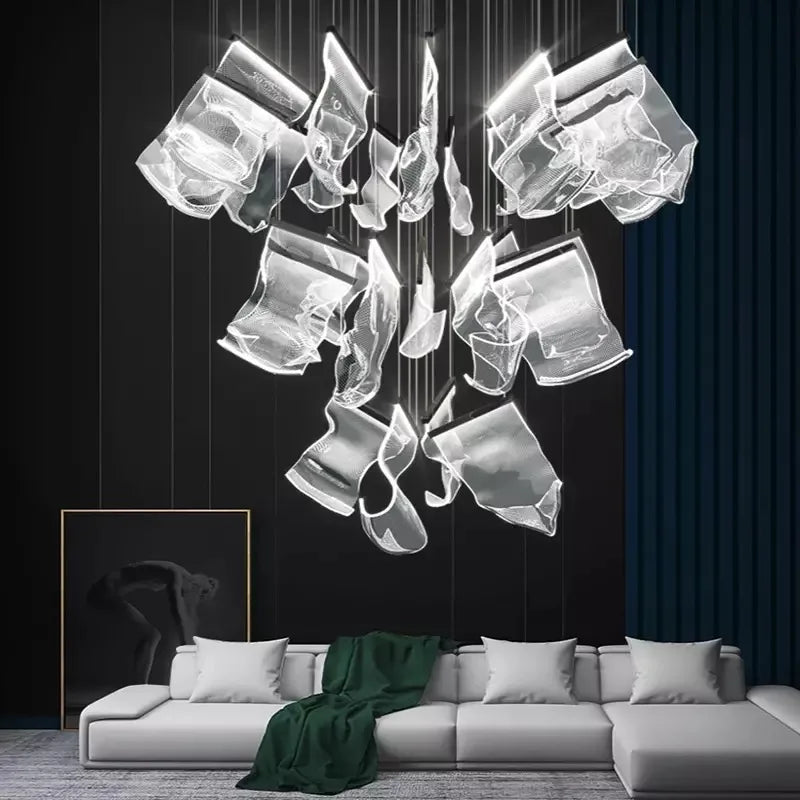 DecorBites™ ثريا سقف LED، مصباح معلّق للدرج، إضاءة عصرية مبتكرة لغرفة المعيشة وغرفة الطعام