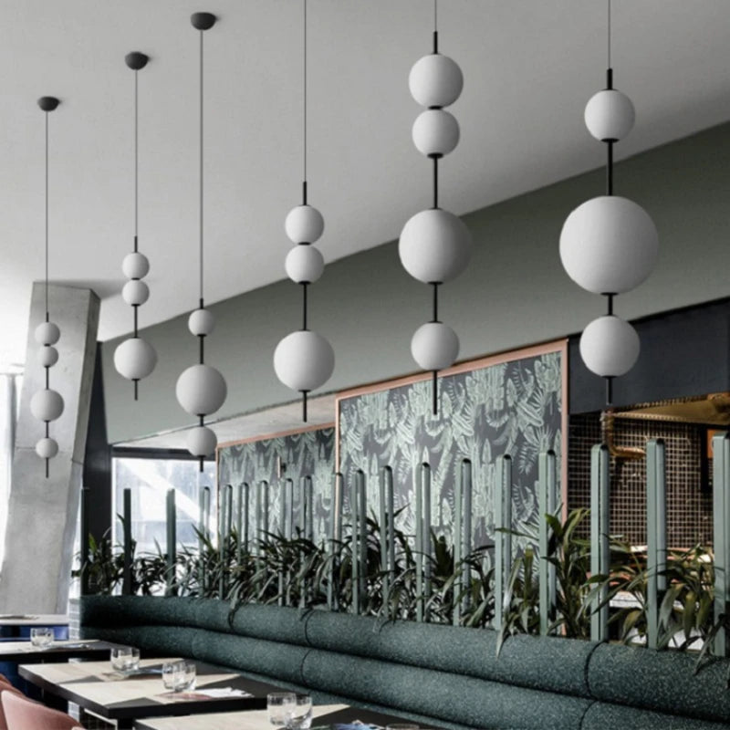 Modern Glass Globe 3-Light Pendant Chandelier