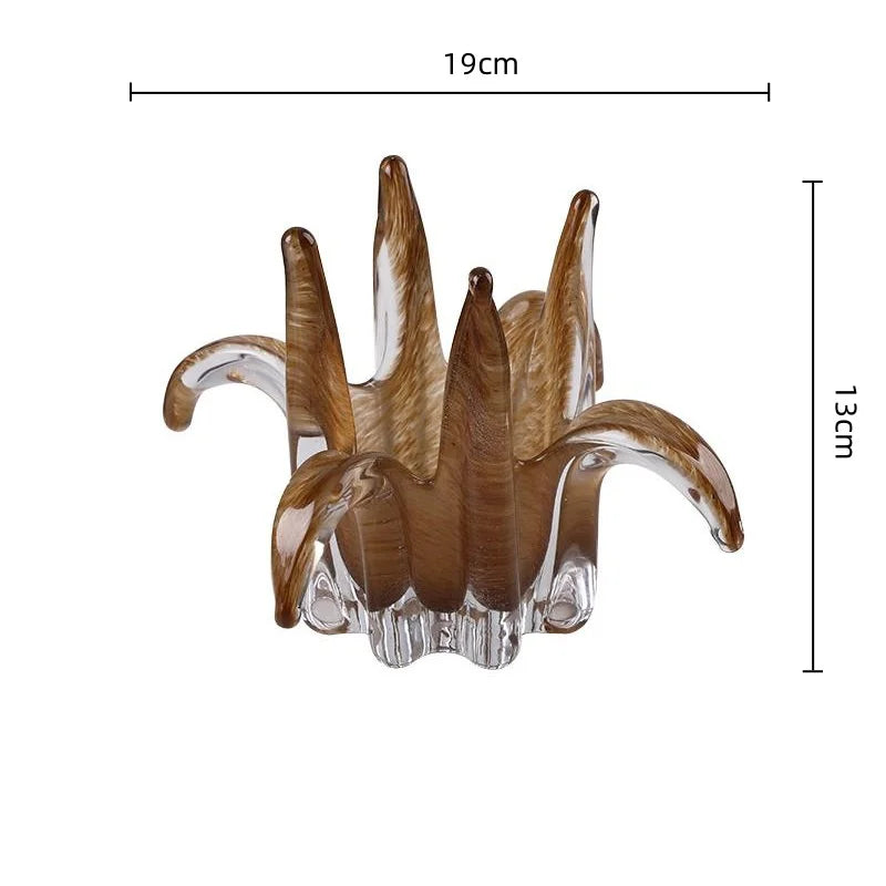 DecorBites™ Glass Petal Candle Holder for Home Decoration and Storage