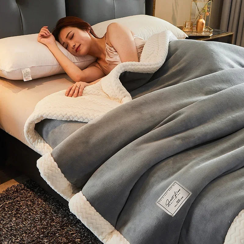DecorBites™ Cozy Winter Fleece Blanket | Queen Size Soft & Warm Duvet Quilt Blanket
