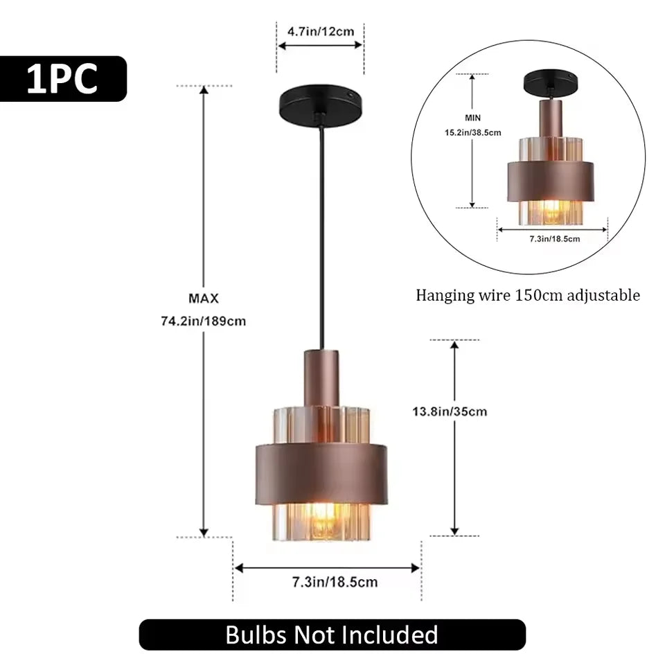 Modern Black Glass Multi-Pendant Chandelier With Remote
