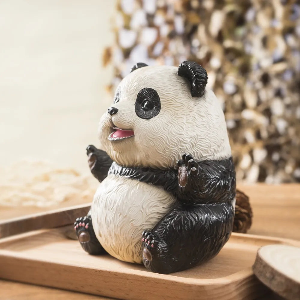 DecorBites™ 14cm Panda Baby Figurines: Fierce & Cute Animal Collection for Home Office Decor