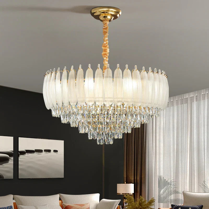 ثريا ريش كريستالية DecorBites™: مصباح LED فرنسي فاخر بتصميم ريترو لغرفة المعيشة والطعام