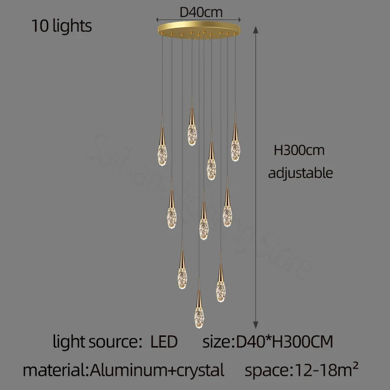 DecorBites™ Diamond Crystal Chandelier - Gold Interior Designer Living Room Lamp
