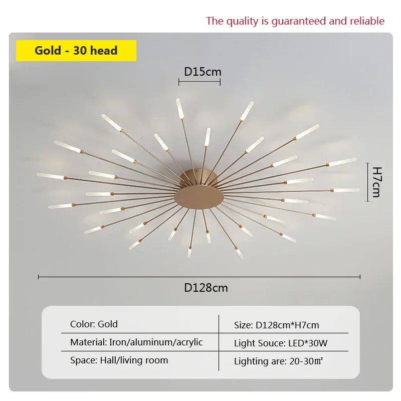 DecorBites™ Acrylic Sunflower Ceiling Lamp in Brushed Antique Gold