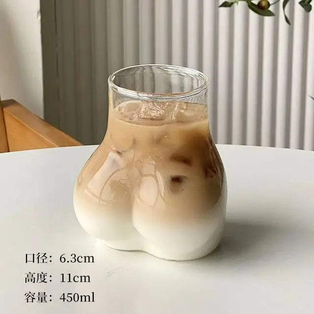 DecorBites™ Glass Cafe Coffee Cup Water Cup Iced Latte Americano Juice Glass