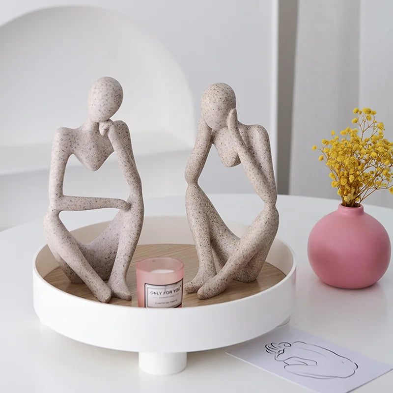 DecorBites™ Abstract Thinker Woman Figurine Resin Sculpture Modern Art Decor Craft Ornament