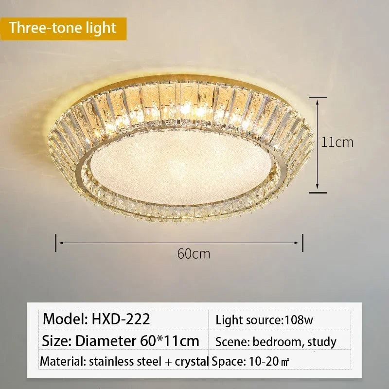 مصباح سقف LED من الكريستال الذهبي من DecorBites™ لغرفة الطعام والمعيشة