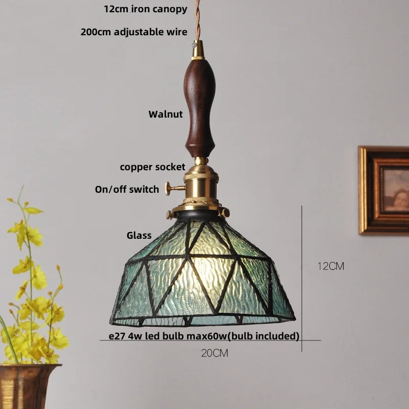 DecorBites™ Blue Glass LED Pendant Light Fixture Modern Nordic Wire Hanging Lamp