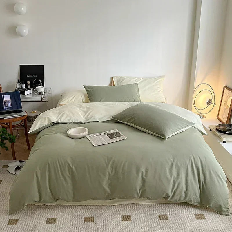 DecorBites™ Cotton Queen Bedding Set: Duvet Cover, Sheets, Quilt Cover, Pillow Covers -Soft & Comfortable